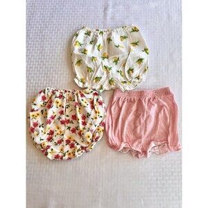 Vintage Baby Bloomers Set 18-24 Months Floral Gingham Lemon Print Shorts Lot